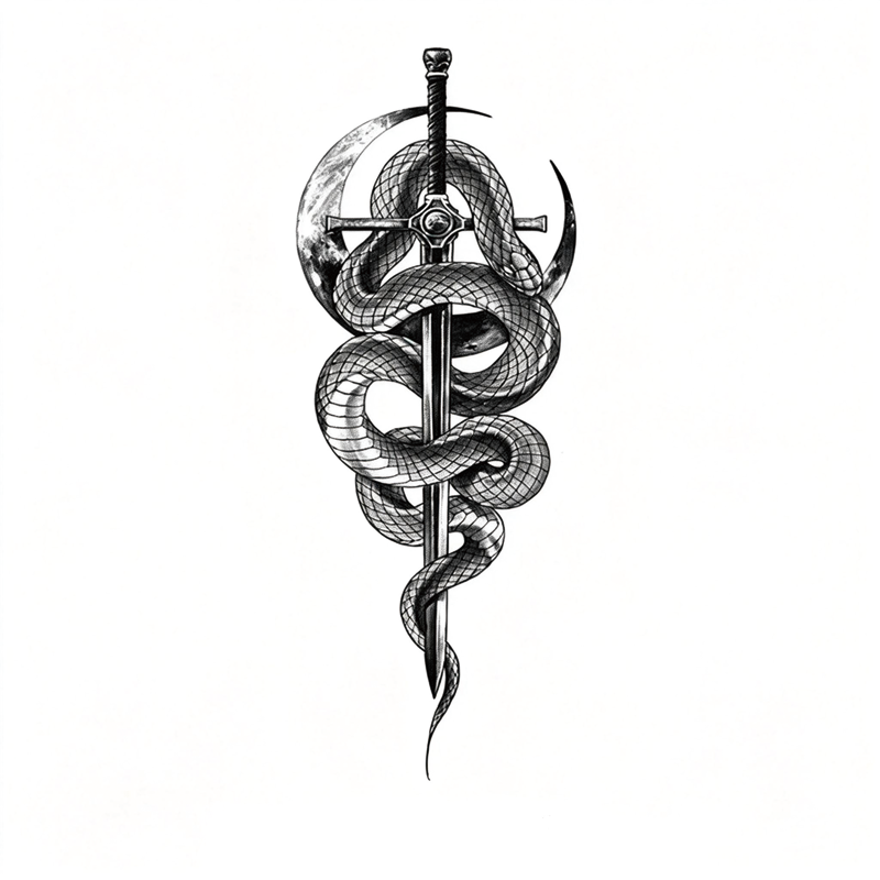 Tokyocanvas Coiled Blade Eclipse Temporary Tattoo