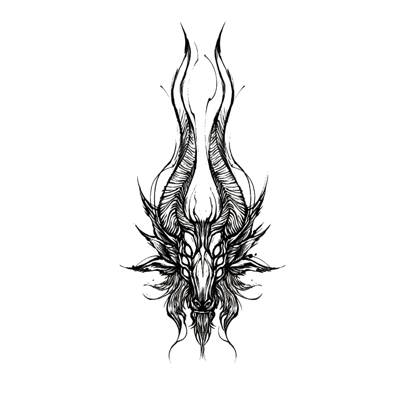 Tokyocanvas Abyssal Dragon Skull Temporary Tattoo