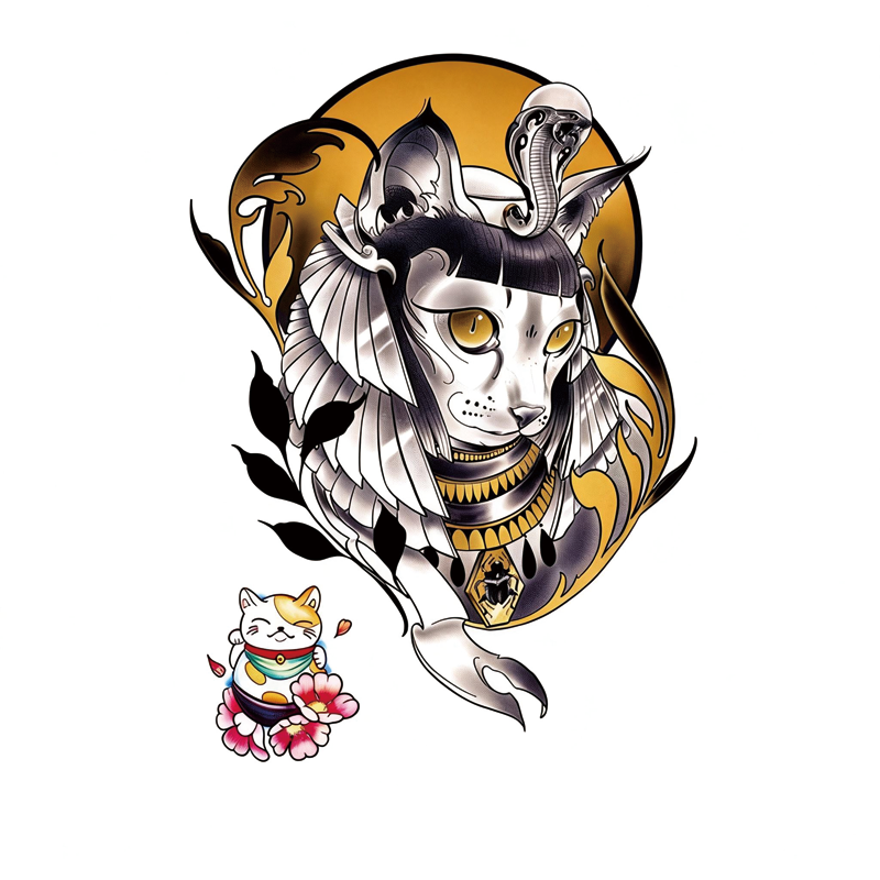 Tokyocanvas Solar Feline Pharaoh Temporary Tattoo