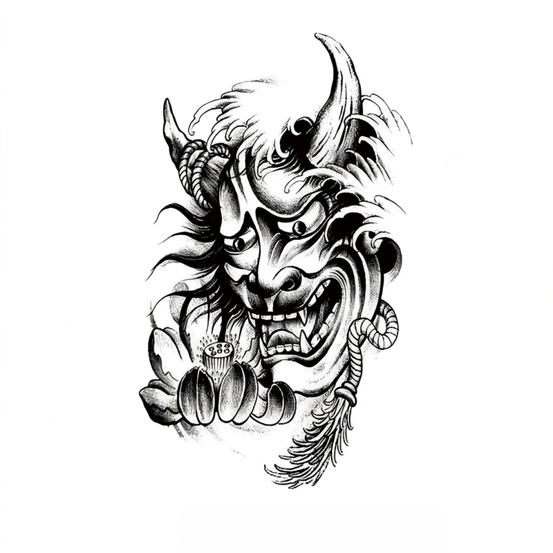 Tokyocanvas Oni Fury Mask Temporary Tattoo