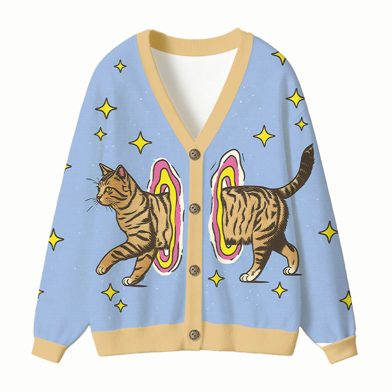 Tokyocanvas Starry Sky Cute Cat Ugly Cardigan Sweatshirt