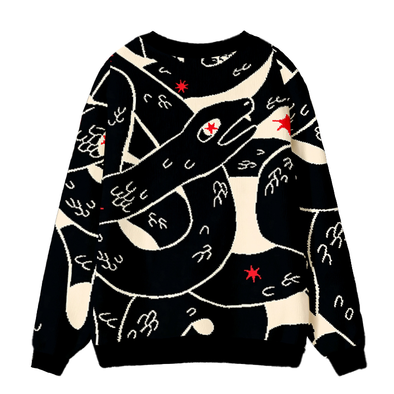 Tokyocanvas Black Snake Ugly Cardigan Sweatshirt