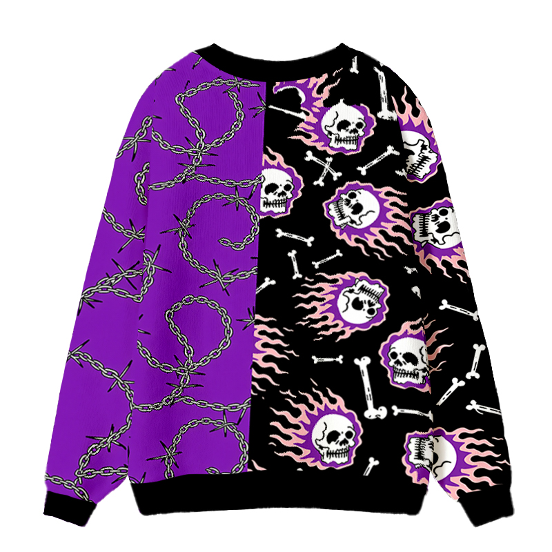 Tokyocanvas Purple Skull Ugly Cardigan Sweatshirt