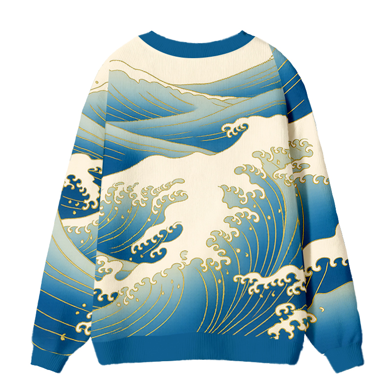 Tokyocanvas Black The Great Wave Off Ugly Cardigan Sweatshirt
