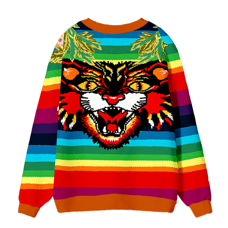 Tokyocanvas Rainbow Tiger Ugly Cardigan Sweatshirt