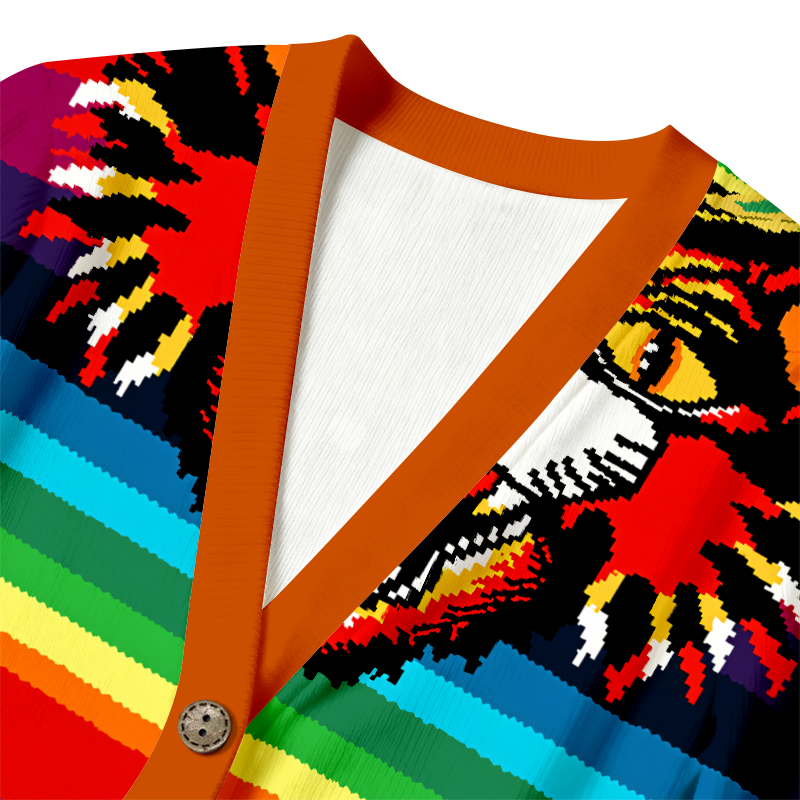 Tokyocanvas Rainbow Tiger Ugly Cardigan Sweatshirt