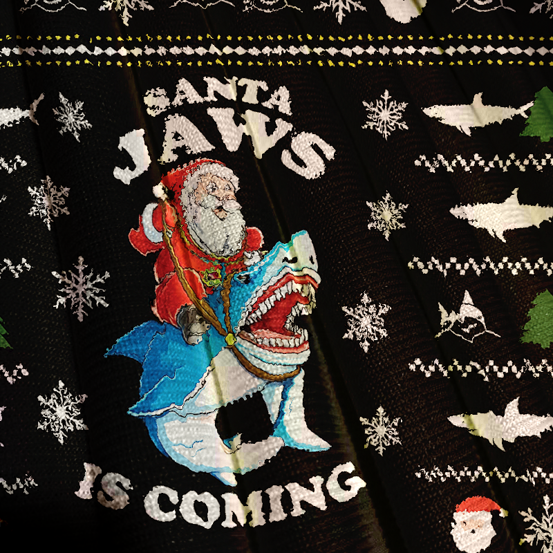 Tokyocanvas Santa Jaws Christmas Ugly Sweatshirts