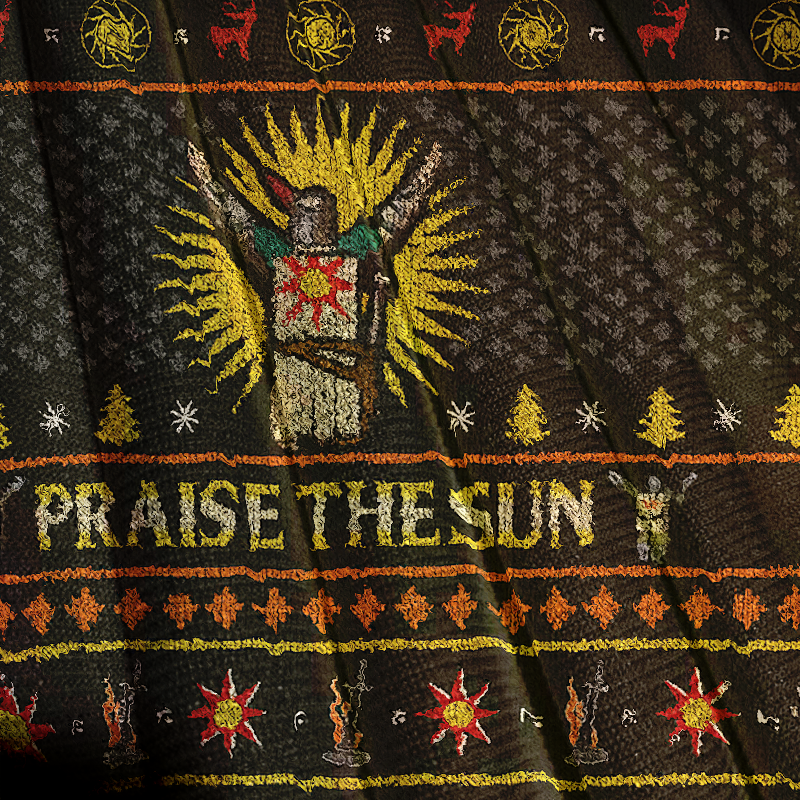 Tokyocanvas Dark Souls Praise the Sun Christmas Ugly Sweatshirt
