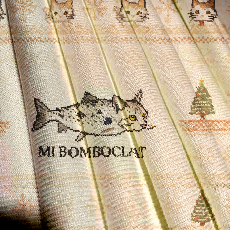 Tokyocanvas Bomboclat Fish Cat Meme Christmas Ugly Sweatshirt