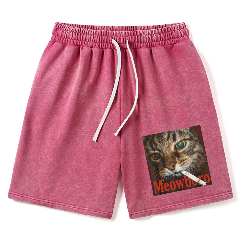 Tokyocanvas Funny Smoking Cat Meme Washed Short