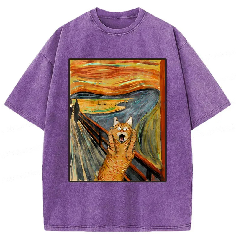 Tokyocanvas Screaming Cat Washed T-Shirt