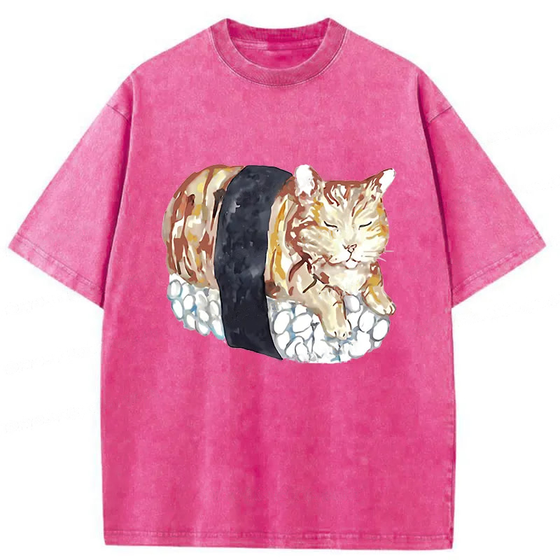 Tokyocanvas Sushi Cat Washed T-Shirt
