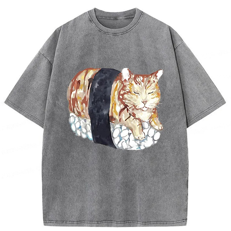 Tokyocanvas Sushi Cat Washed T-Shirt