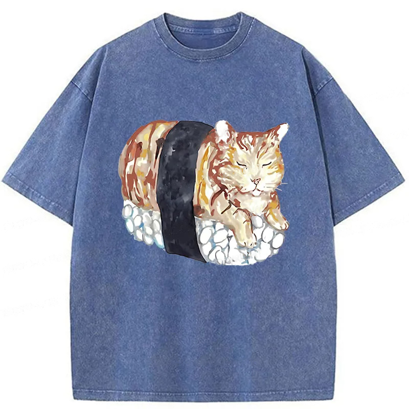 Tokyocanvas Sushi Cat Washed T-Shirt