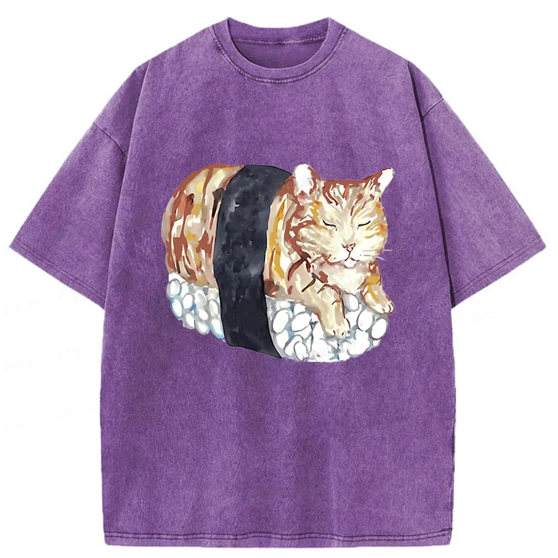 Tokyocanvas Sushi Cat Washed T-Shirt