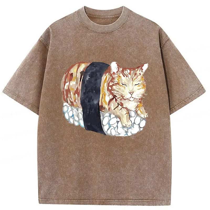 Tokyocanvas Sushi Cat Washed T-Shirt