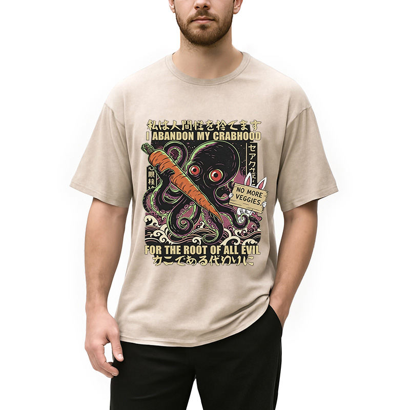 Tokyocanvas Japanese Octopus Horror Washed T-Shirt