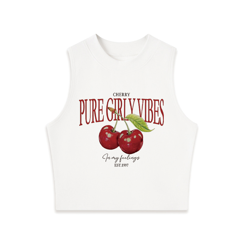 Tokyocanvas Cherry Crew Neck Crop Top