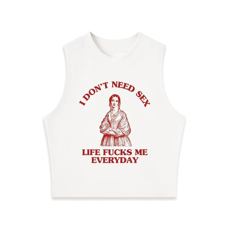 Tokyocanvas Do Not Need Sex Crew Neck Crop Top