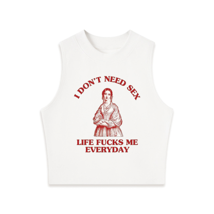 Tokyocanvas Do Not Need Sex Crew Neck Crop Top