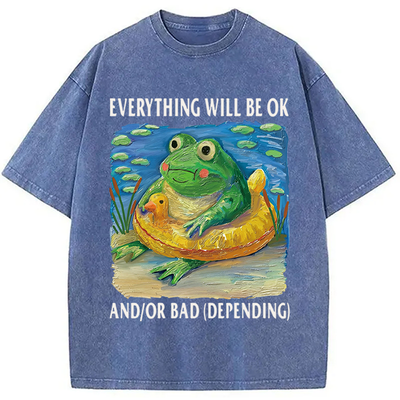 Tokyocanvas Everythings Ok Frog Washed T-Shirt