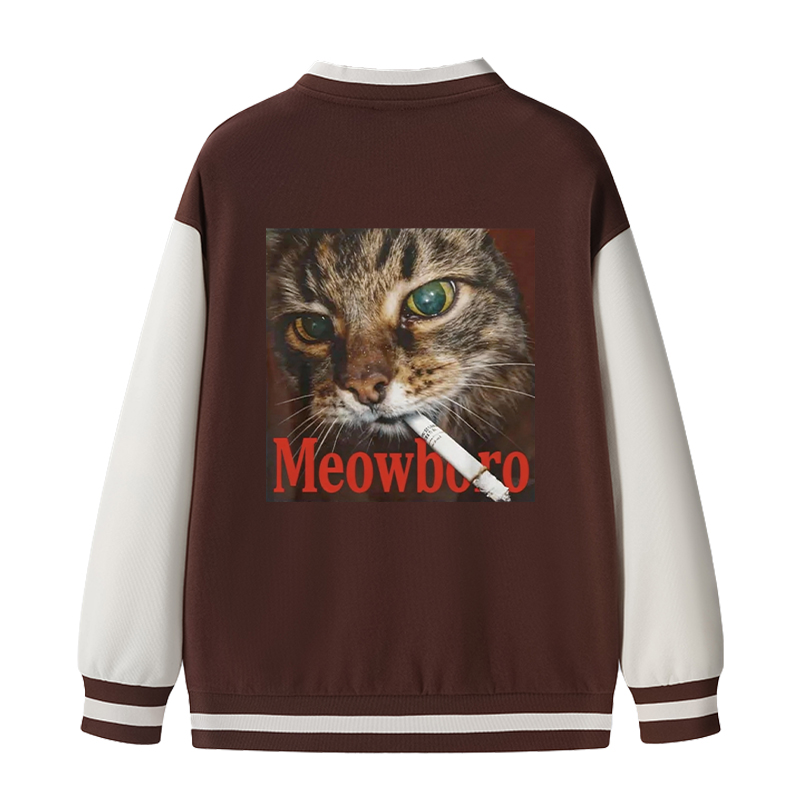 Tokyocanvas Funny Smoking Cat Meme Varsity Jacket