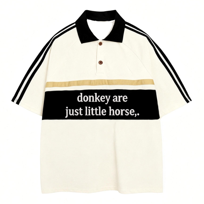 Tokyocanvas Donkey Are Jsut Little Horse Polo Embroidered T-Shirt