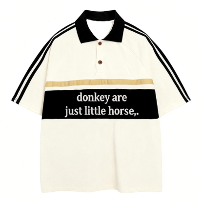 Tokyocanvas Donkey Are Jsut Little Horse Polo Embroidered T-Shirt