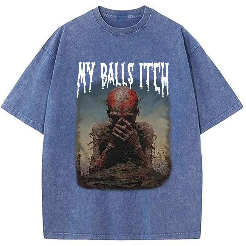 Tokyocanvas My Balls Inch Thinking Skeleton Washed T-Shirt