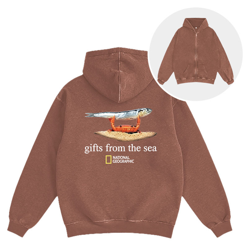 Tokyocanvas Gifts From The Sea Washed Zip Hoodie