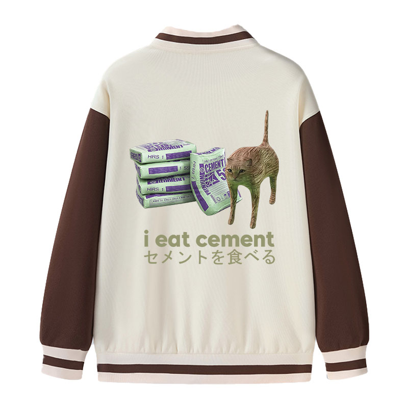 Tokyocanvas Funny Internet Cement Cat Varsity Jacket