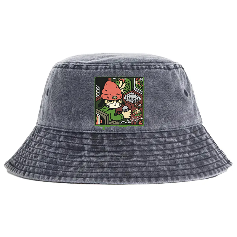 Tokyocanvas Rapper Cat Washed Bucket Hat