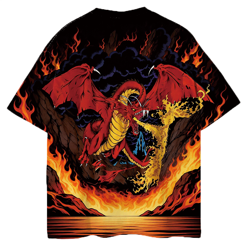Tokyocanvas Dragon Fire Graphic Print T-shirt