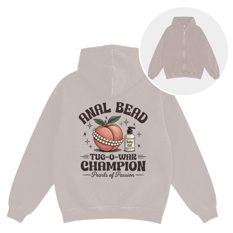 Tokyocanvas Anal Bead Tug-of-War Champion Washed Zip Hoodie