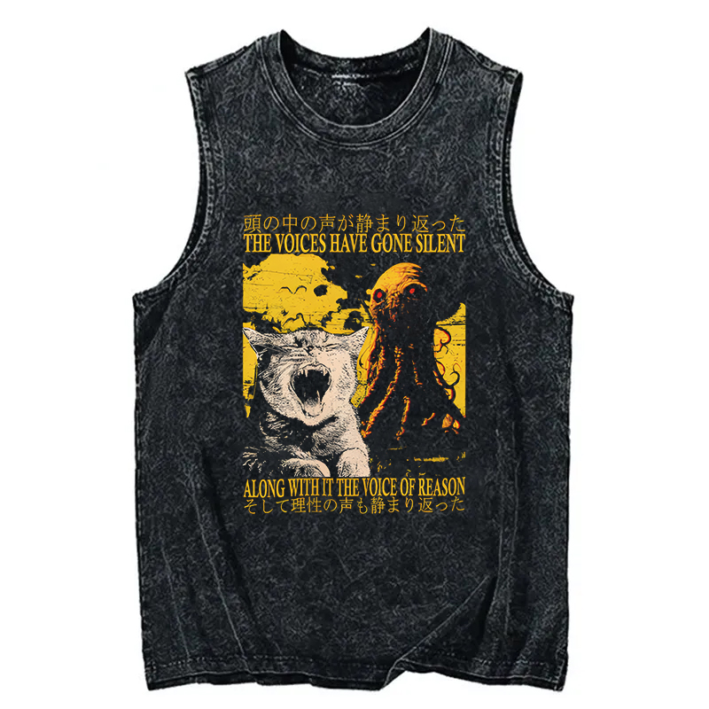 Tokyocanvas The Voices Have Gone Silent Cat Funny Washed Tank