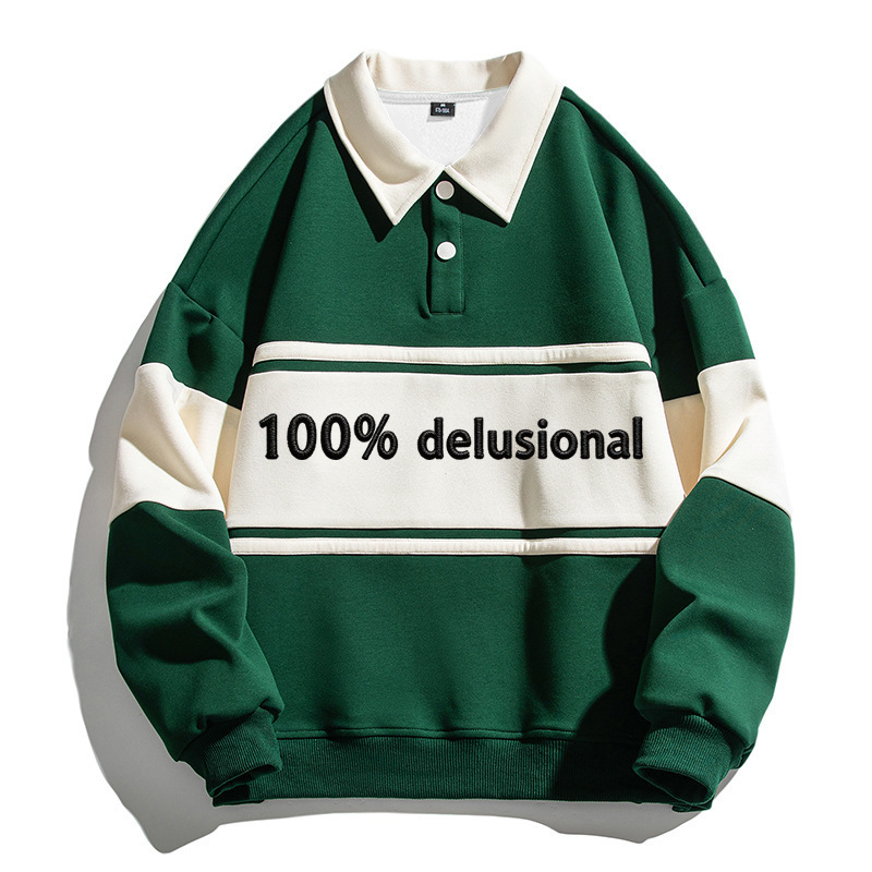 Tokyocanvas 100% Delusional Polo Embroidered Sweatshirt