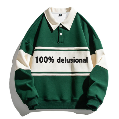 Tokyocanvas 100% Delusional Polo Embroidered Sweatshirt