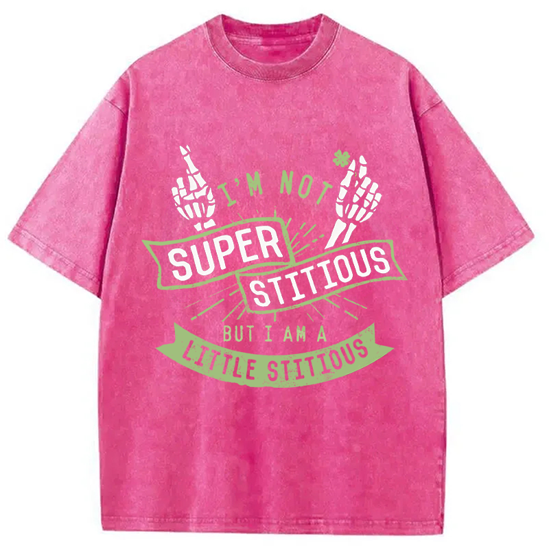 Tokyocanvas I'm Not Superstitious, But I Am A Little Stitious Washed T-Shirt