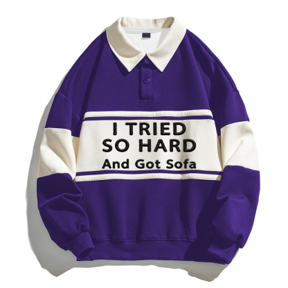 Tokyocanvas I Tried So Hard And Got Sofa Polo Embroidered Sweatshirt