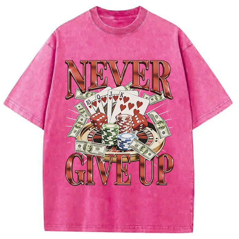Tokyocanvas Never Give Up Gambling Washed T-Shirt