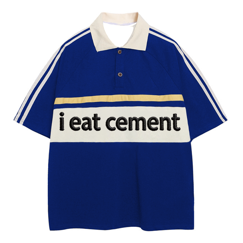 Tokyocanvas I Eat Cement Polo Embroidered T-Shirt