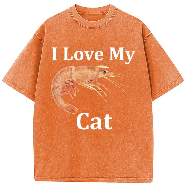 Tokyocanvas I Heart My Cat (Shrimp)  Washed T-Shirt