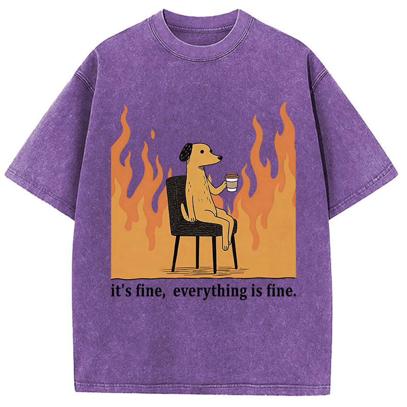 Tokyocanvas Dog in Fire Washed T-Shirt