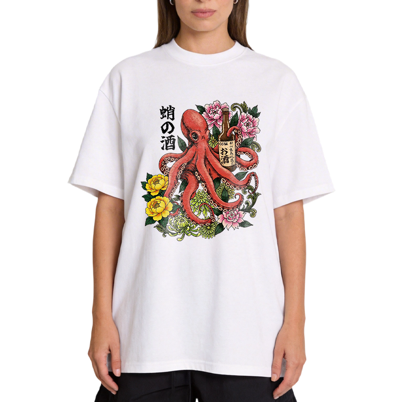 Tokyocanvas Octopus with Sake Bottle Classic T-Shirt