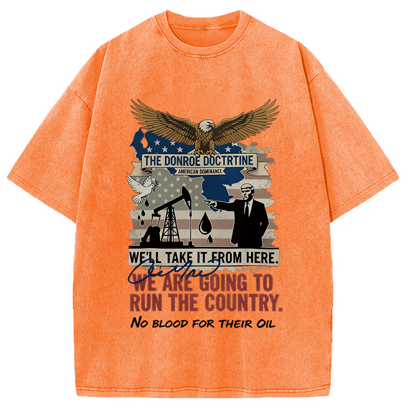 Tokyocanvas Donroe Doctrine Meme Washed T-Shirt