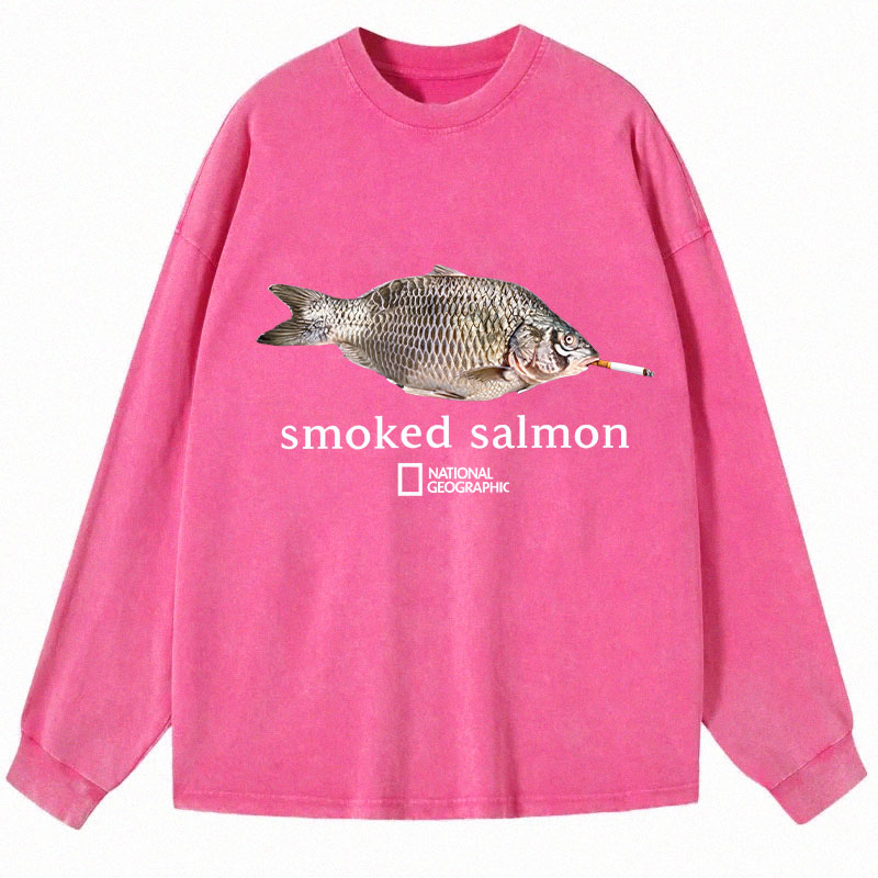 Tokyocanvas Smoked Salmon Long Sleeve Washed T-Shirt