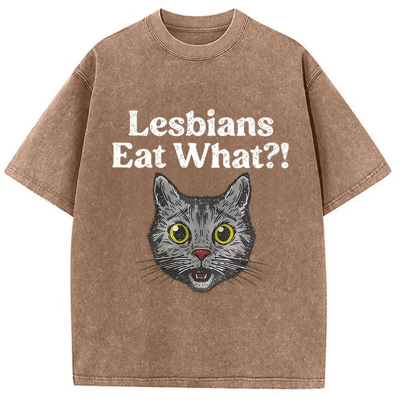 Tokyocanvas Lesbians Eat What Cat Washed T-Shirt