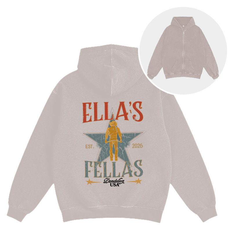 Tokyocanvas Vintage Ellas Fellas 90s Washed Zip Hoodie