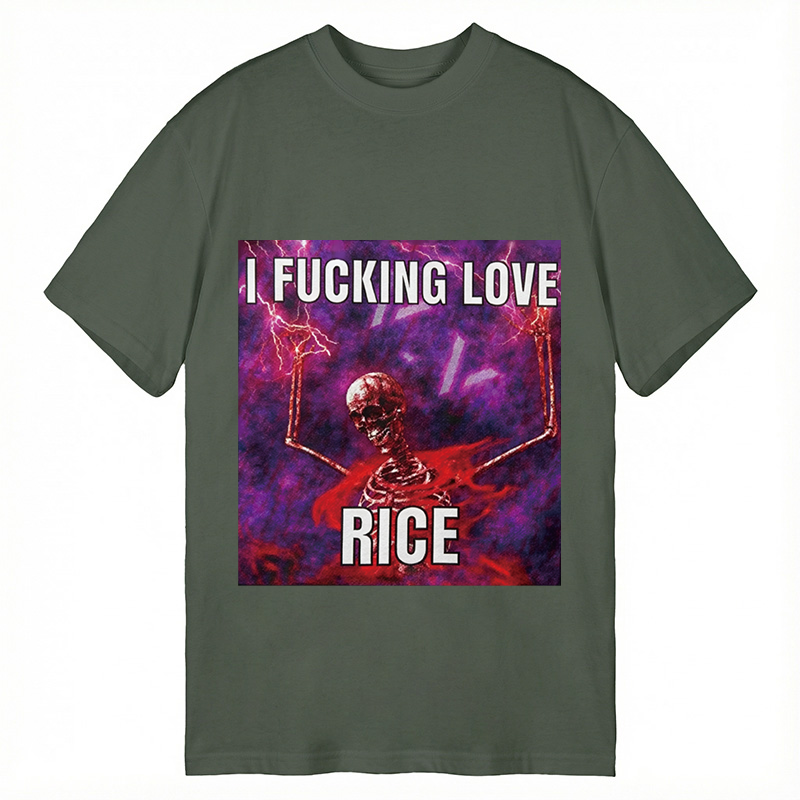 Tokyocanvas I F*cking Love Rice Funny Skeleton Meme Classic T-Shirt