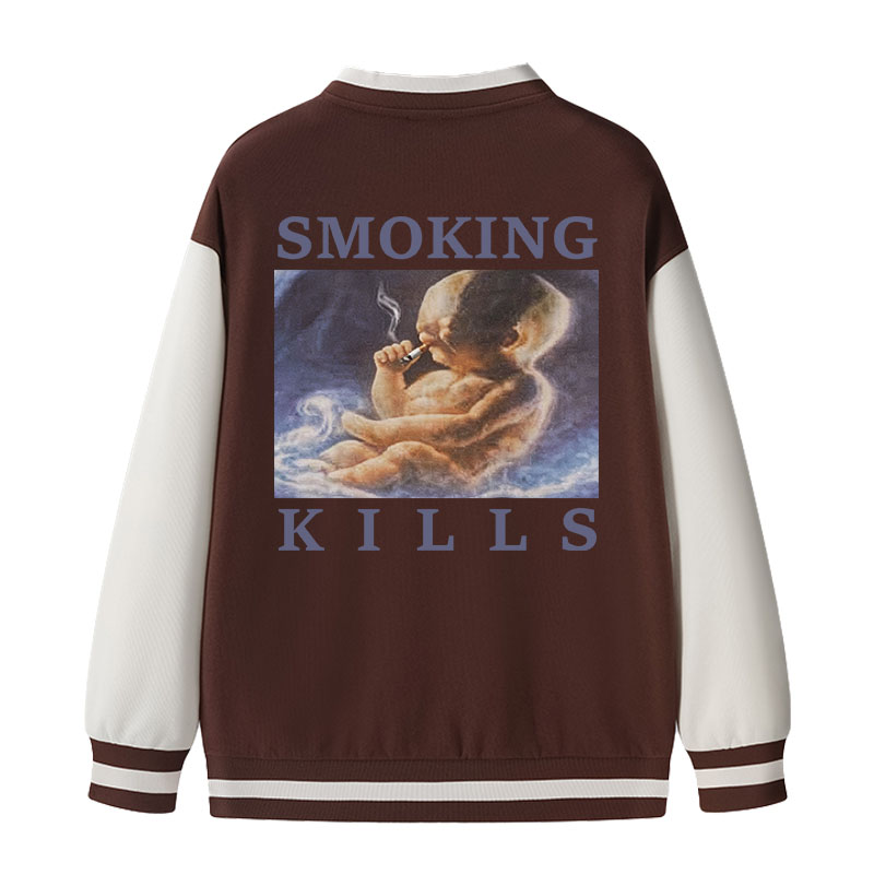Tokyocanvas Smoking Kills Cigarette Addict Baby Varsity Jacket